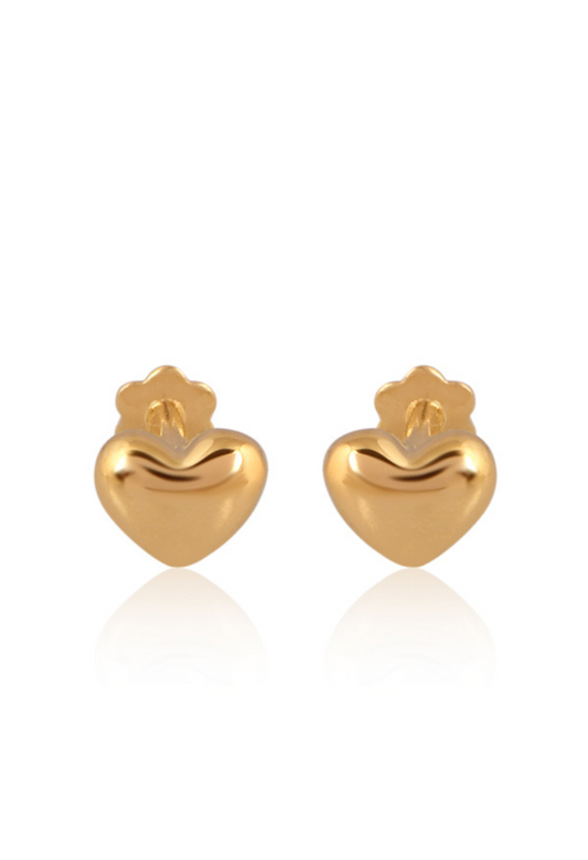 Heartfelt Mini Heart Stud Earrings in 18K Gold Plated with Clear Stones | Mystic Carat