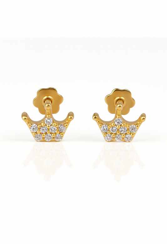 Crown Stud Earrings – Crystal, Gold-Tone Finish | Mystic Carat
