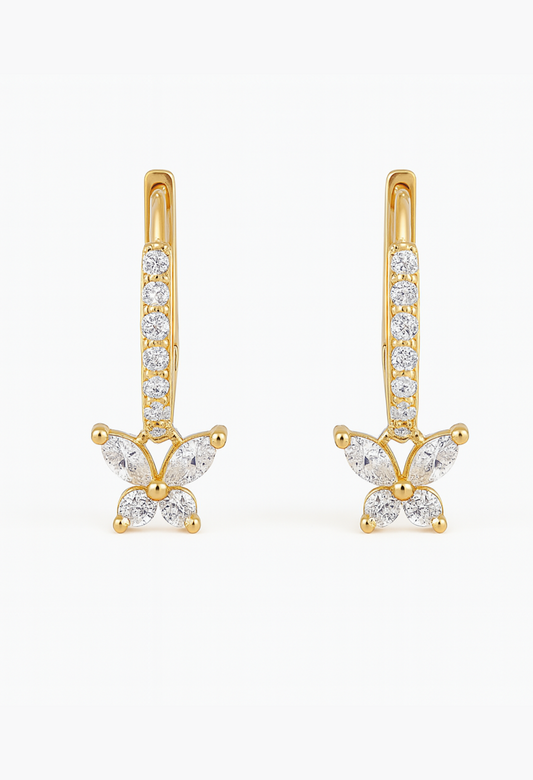 Gold Butterfly Hoop Earrings – 925 Silver, 18K Micron | Mystic Carat