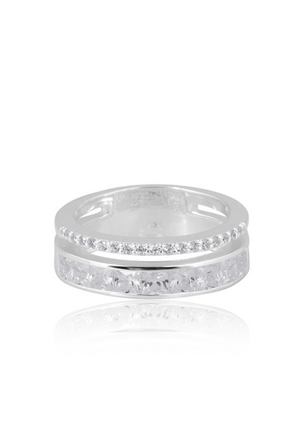 Celestial Parallel Ring – dual-row 925 sterling silver band