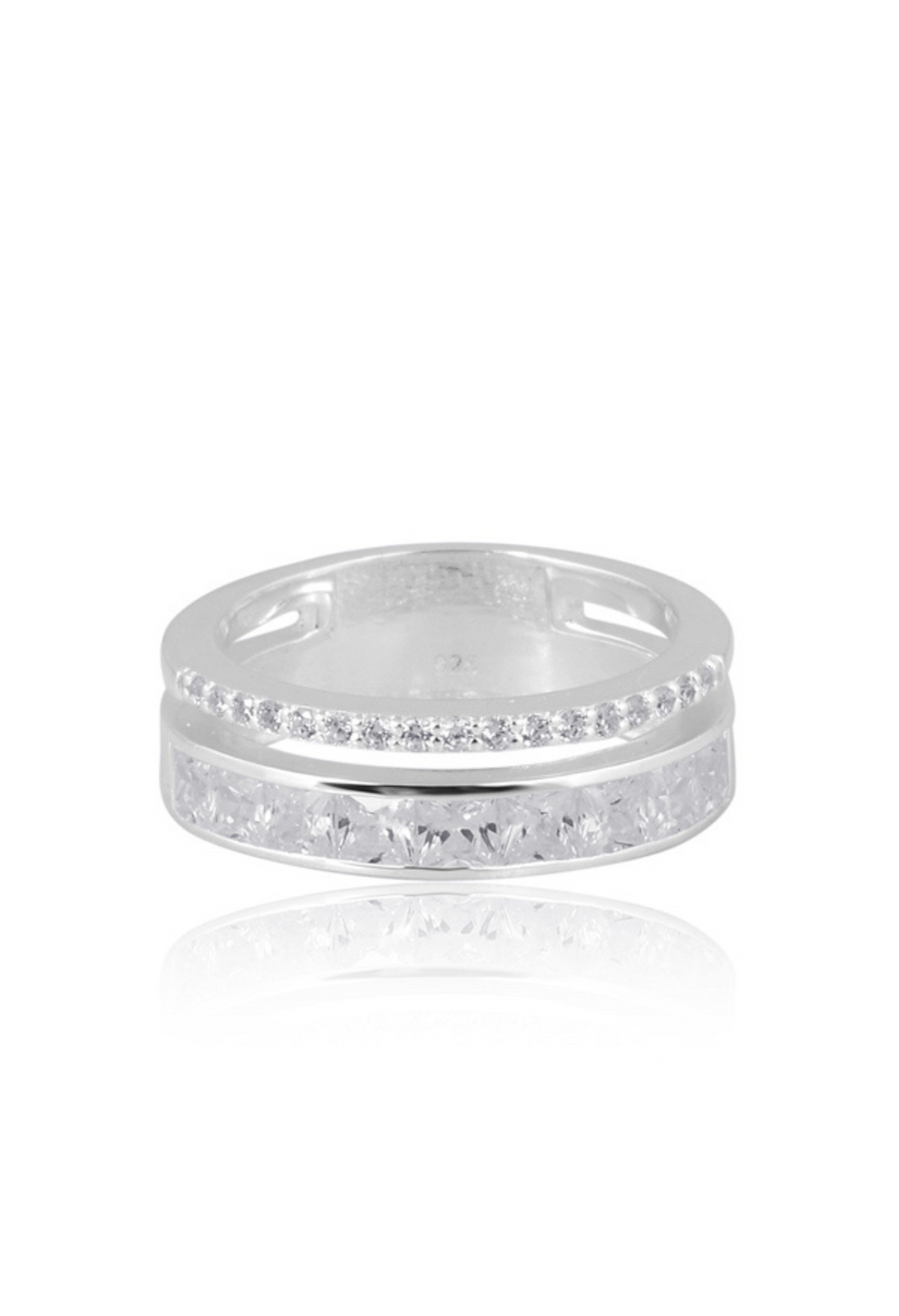 Celestial Parallel Ring – dual-row 925 sterling silver band