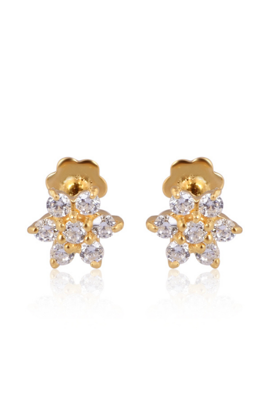 Flower Stud Earrings – 925 Sterling Silver with Crystals | Mystic Carat