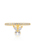 Dainty Butterfly Charm Ring – Gold-Tone Finish with Crystals | Mystic Carat