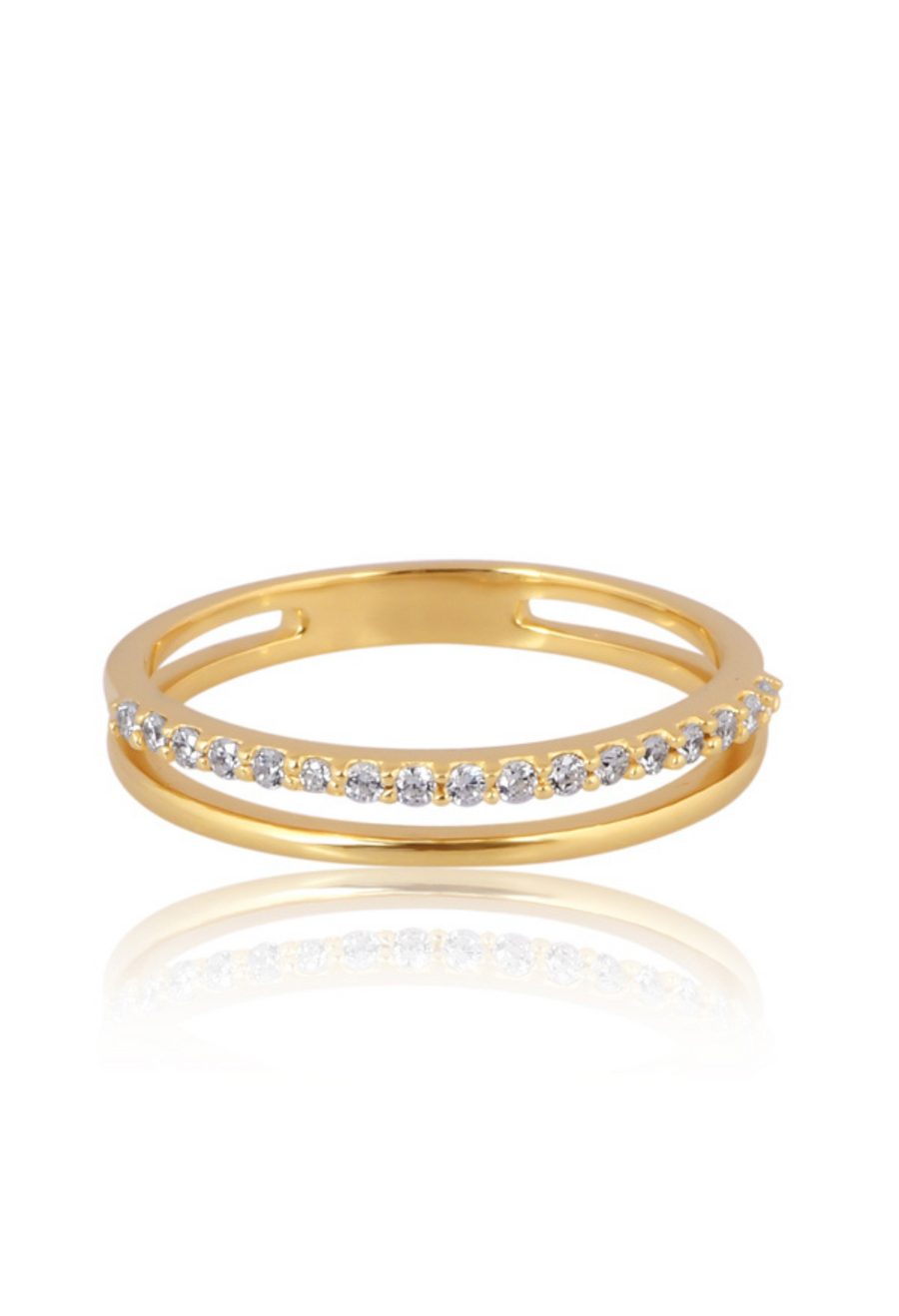 Dual Band Crystal Ring – 925 Sterling Silver with Crystals | Mystic Carat