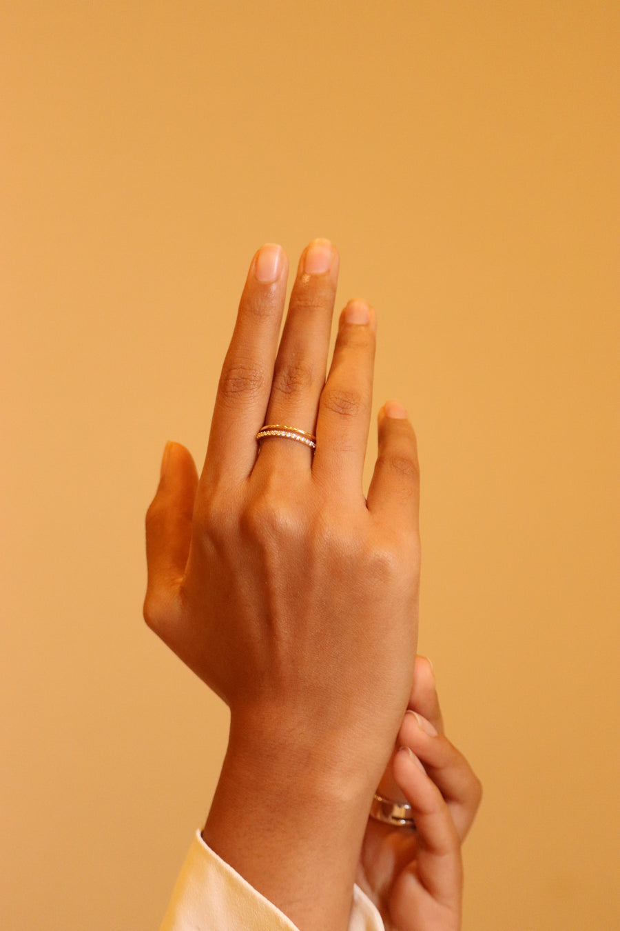 Elegant Dual-Band Crystal Ring