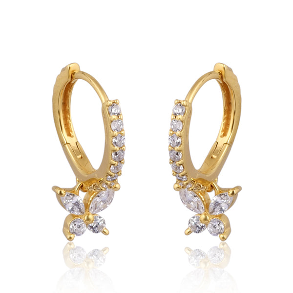 Gold Butterfly Dangle Hoop Earring
