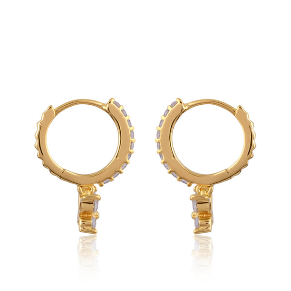 Gold Butterfly Dangle Hoop Earring