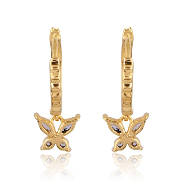 Gold Butterfly Dangle Hoop Earring
