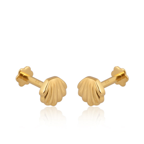 Golden Seashell Stud Earrings