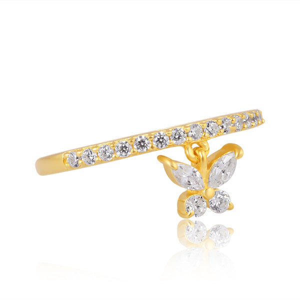 Dainty Butterfly Charm Ring