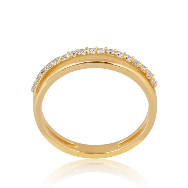 Elegant Dual-Band Crystal Ring