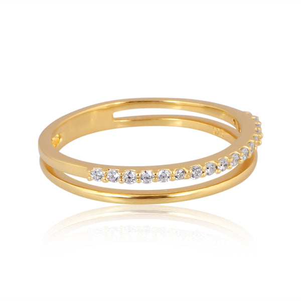 Elegant Dual-Band Crystal Ring
