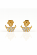 Crown Stud Earrings – Crystal, Gold-Tone Finish | Mystic Carat