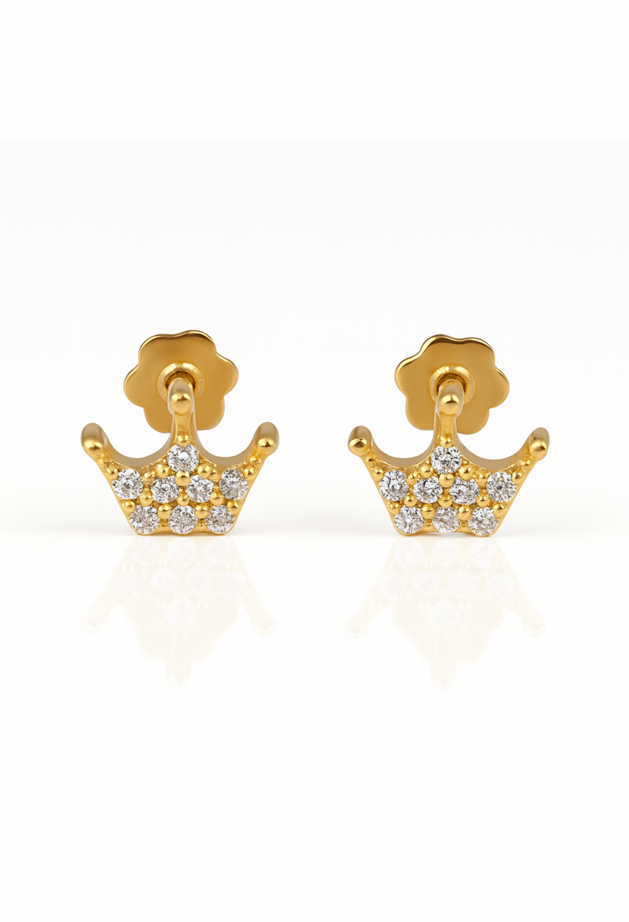 Crown Stud Earrings – Crystal, Gold-Tone Finish | Mystic Carat
